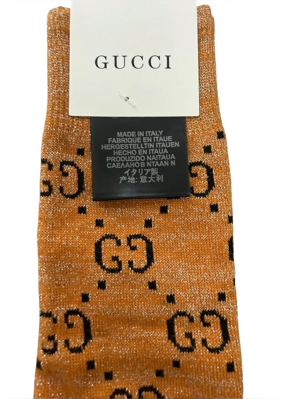 2 Pair Gucci Outlet GG Monogram Knee High Socks